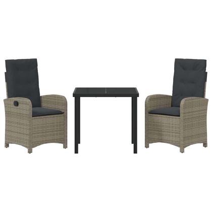 Комплект за хранене в градината 3 pcs Сив полиратан