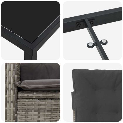 Комплект за хранене в градината 3 pcs Сив полиратан