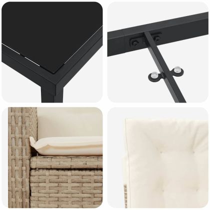 Комплект за хранене в градината 7 pcs Бежово полиратан