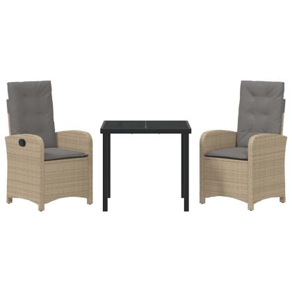 Комплект за хранене в градината 3 pcs Бежово полиратан