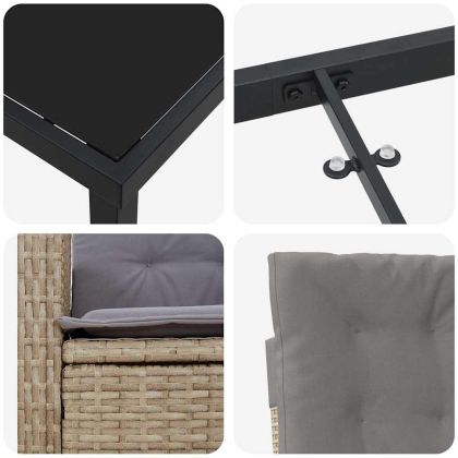 Комплект за хранене в градината 5 pcs Бежово полиратан