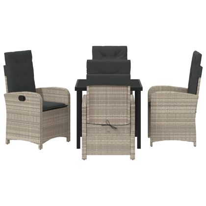 Комплект за хранене в градината 5 pcs Светлосиво полиратан