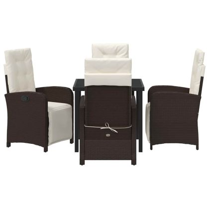 Комплект за хранене в градината 5 pcs Кафяво полиратан