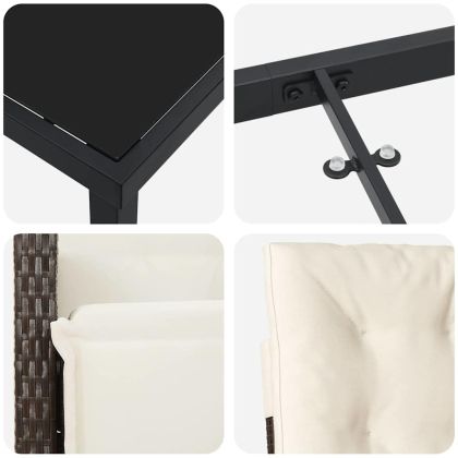 Комплект за хранене в градината 5 pcs Кафяво полиратан