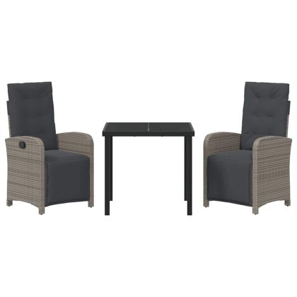 Комплект за хранене в градината 3 pcs Сив полиратан