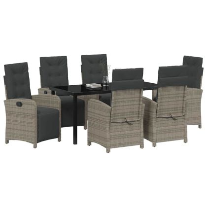 Комплект за хранене в градината 7 pcs Сив полиратан