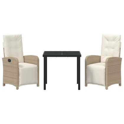 Комплект за хранене в градината 3 pcs Бежово полиратан