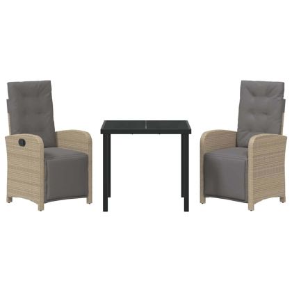 Комплект за хранене в градината 3 pcs Бежово полиратан