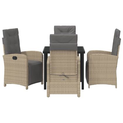 Комплект за хранене в градината 5 pcs Бежово полиратан