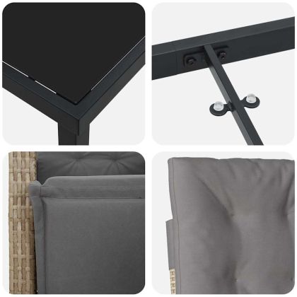 Комплект за хранене в градината 5 pcs Бежово полиратан