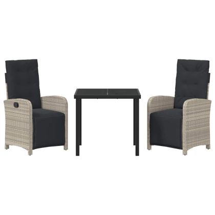 Комплект за хранене в градината 3 pcs Светлосиво полиратан