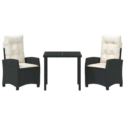 Комплект за хранене в градината 3 pcs Черно полиратан