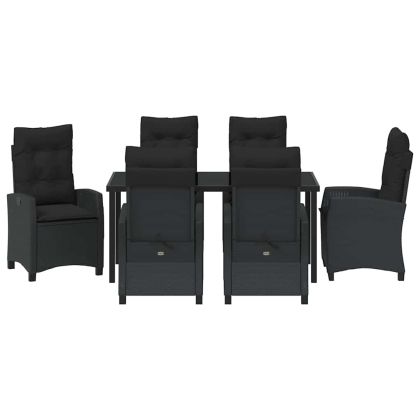 Комплект за хранене в градината 7 pcs Черно полиратан