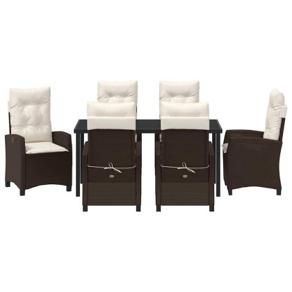 Комплект за хранене в градината 7 pcs Кафяво полиратан