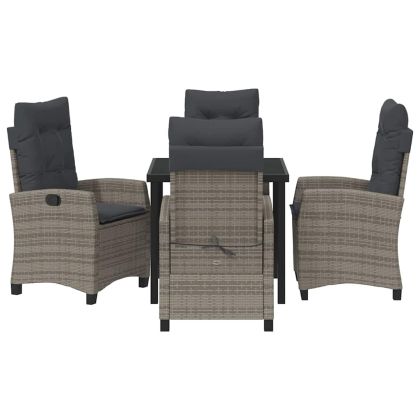 Комплект за хранене в градината 5 pcs Сив полиратан