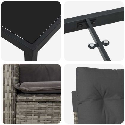 Комплект за хранене в градината 5 pcs Сив полиратан