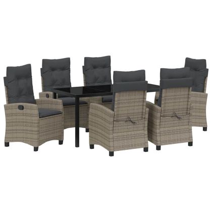 Комплект за хранене в градината 7 pcs Сив полиратан