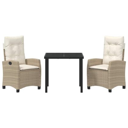 Комплект за хранене в градината 3 pcs Бежово полиратан