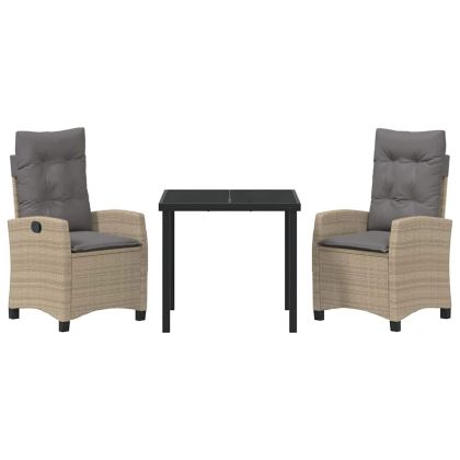 Комплект за хранене в градината 3 pcs Бежово полиратан