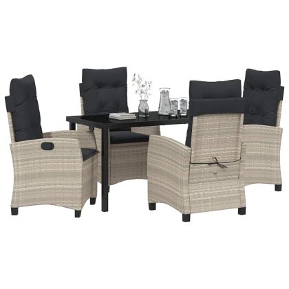 Комплект за хранене в градината 5 pcs Светлосиво полиратан