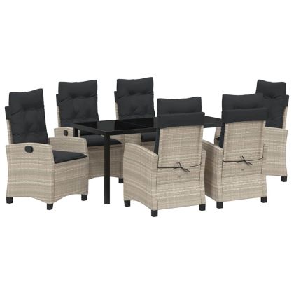 Комплект за хранене в градината 7 pcs Светлосиво полиратан