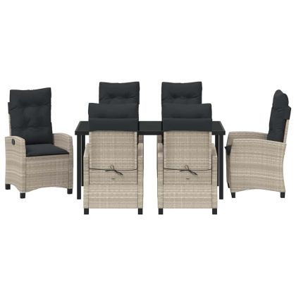 Комплект за хранене в градината 7 pcs Светлосиво полиратан