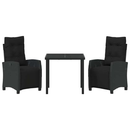 Комплект за хранене в градината 3 pcs Черно полиратан