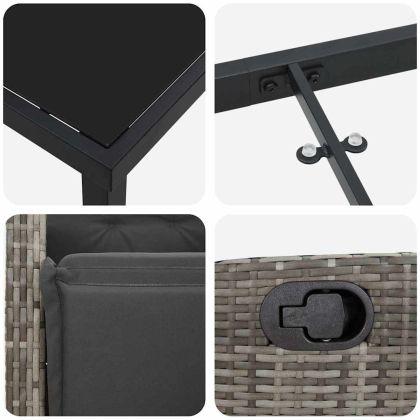 Комплект за хранене в градината 3 pcs Сив полиратан