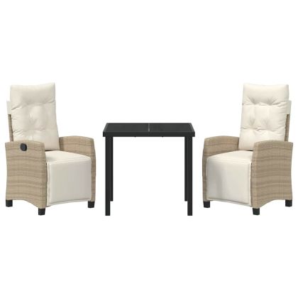 Комплект за хранене в градината 3 pcs Бежово полиратан