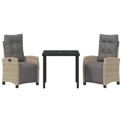 Комплект за хранене в градината 3 pcs Бежово полиратан