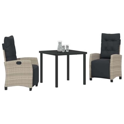 Комплект за хранене в градината 3 pcs Светлосиво полиратан