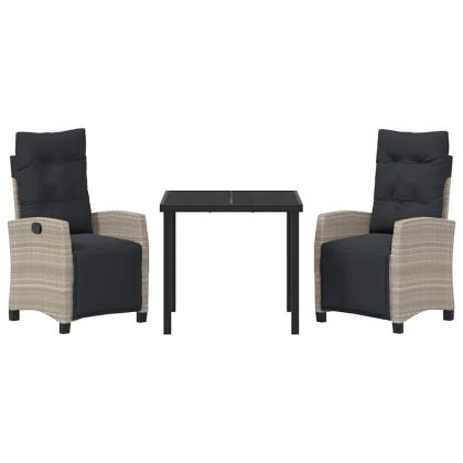 Комплект за хранене в градината 3 pcs Светлосиво полиратан