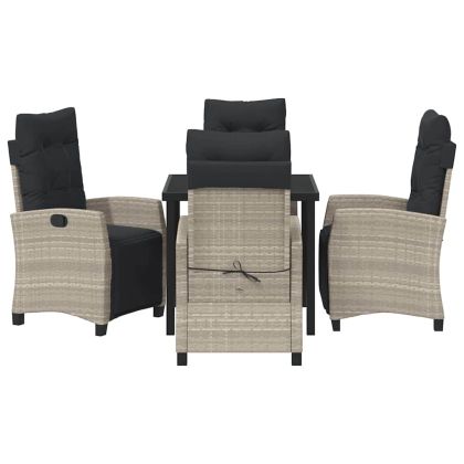 Комплект за хранене в градината 5 pcs Светлосиво полиратан