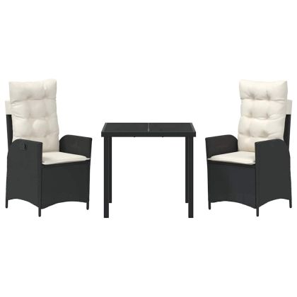 Комплект за хранене в градината 3 pcs Черно полиратан