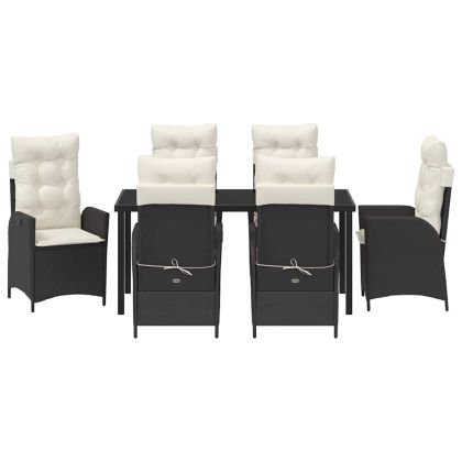 Комплект за хранене в градината 7 pcs Черно полиратан