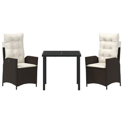 Комплект за хранене в градината 3 pcs Кафяво полиратан