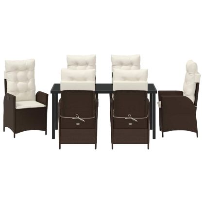 Комплект за хранене в градината 7 pcs Кафяво полиратан