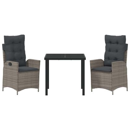 Комплект за хранене в градината 3 pcs Сив полиратан