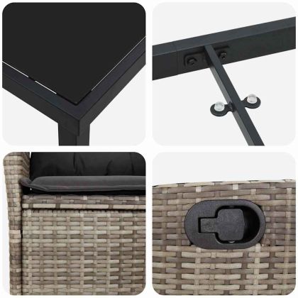 Комплект за хранене в градината 7 pcs Сив полиратан