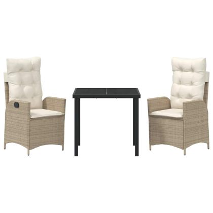 Комплект за хранене в градината 3 pcs Бежово полиратан