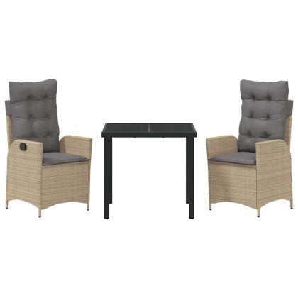 Комплект за хранене в градината 3 pcs Бежово полиратан