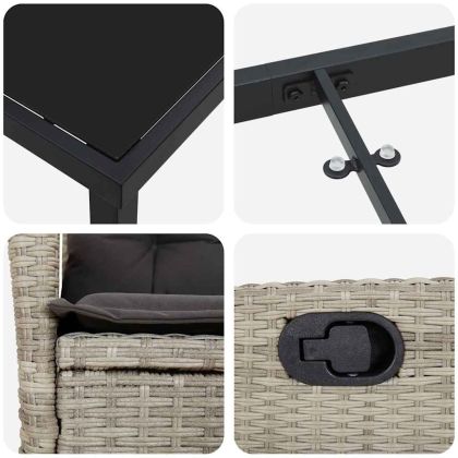 Комплект за хранене в градината 5 pcs Светлосиво полиратан