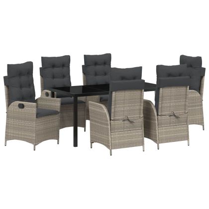 Комплект за хранене в градината 7 pcs Светлосиво полиратан