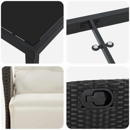 Комплект за хранене в градината 5 pcs Черно полиратан