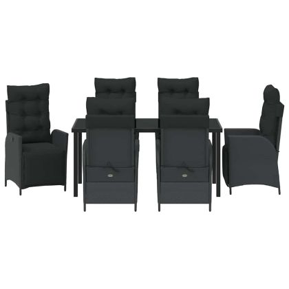 Комплект за хранене в градината 7 pcs Черно полиратан