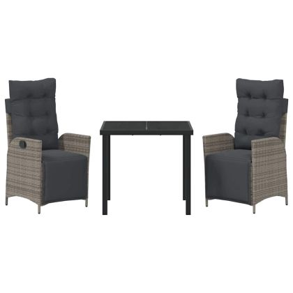 Комплект за хранене в градината 3 pcs Сив полиратан