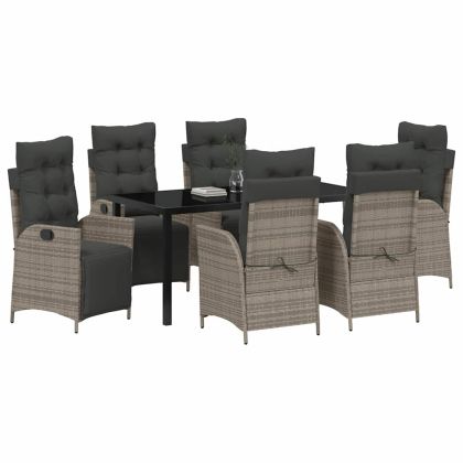 Комплект за хранене в градината 7 pcs Сив полиратан