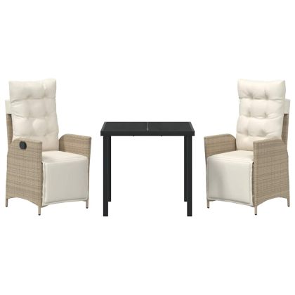 Комплект за хранене в градината 3 pcs Бежово полиратан