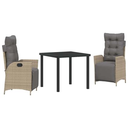 Комплект за хранене в градината 3 pcs Бежово полиратан