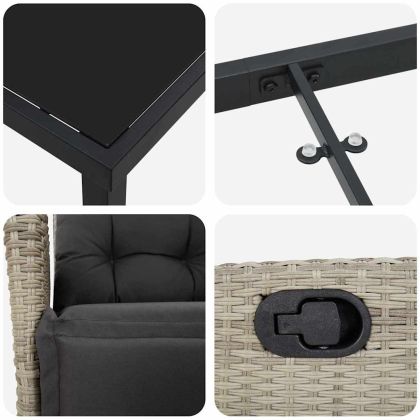 Комплект за хранене в градината 3 pcs Светлосиво полиратан